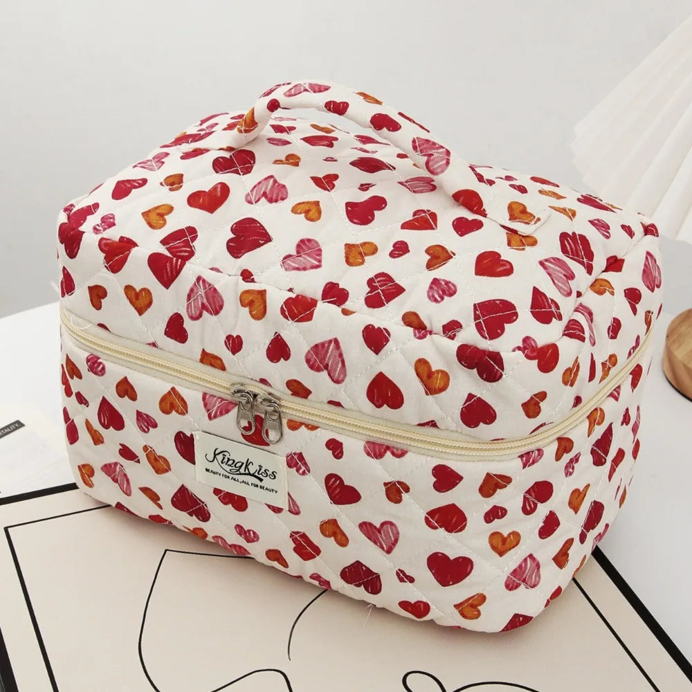 Trousse de Toilette Femme Cœur Imprimé – Grande Capacité, Organisateur Voyage