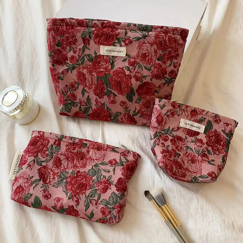 Trousse de Toilette Floral Rétro – Grande Capacité