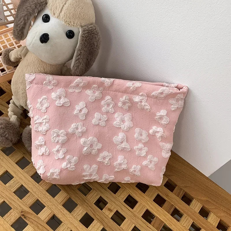 Trousse de toilette rose à fleurs - Petite pochette voyage
