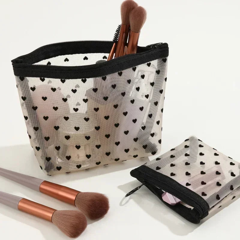 Trousse de Toilette Nylon Maille Cœur – Maquillage
