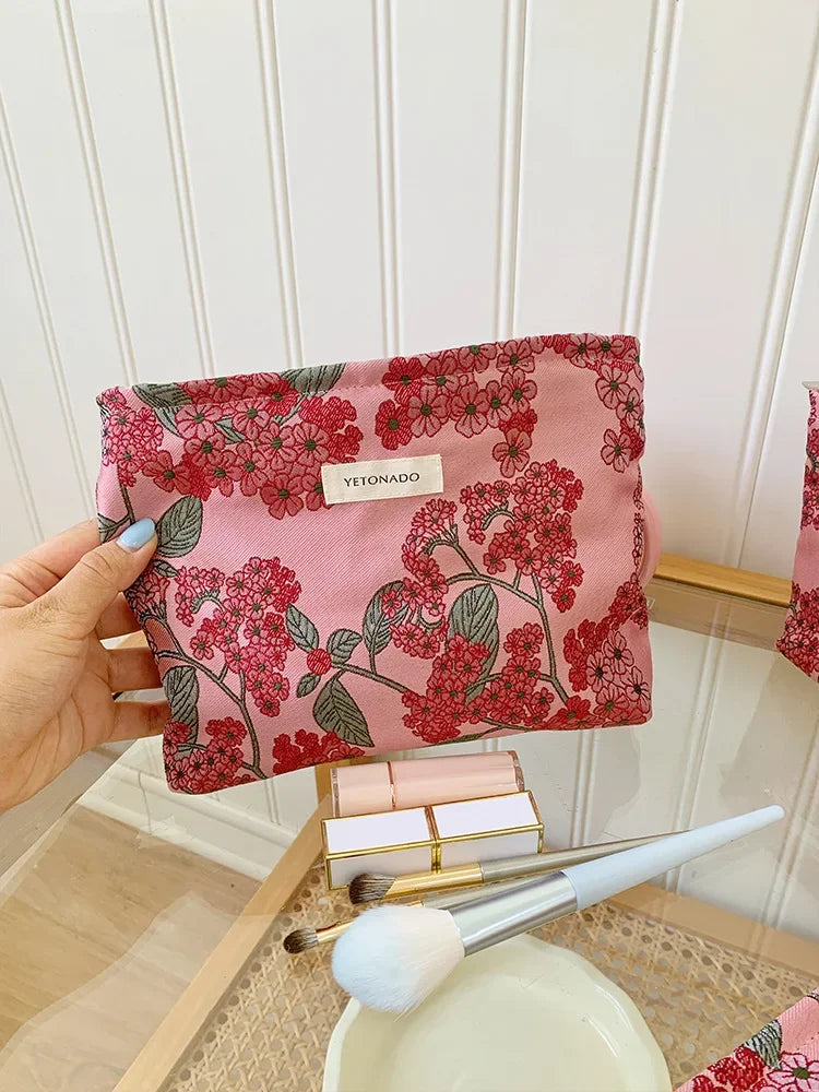 Trousse de Toilette Floral Rétro – Grande Capacité