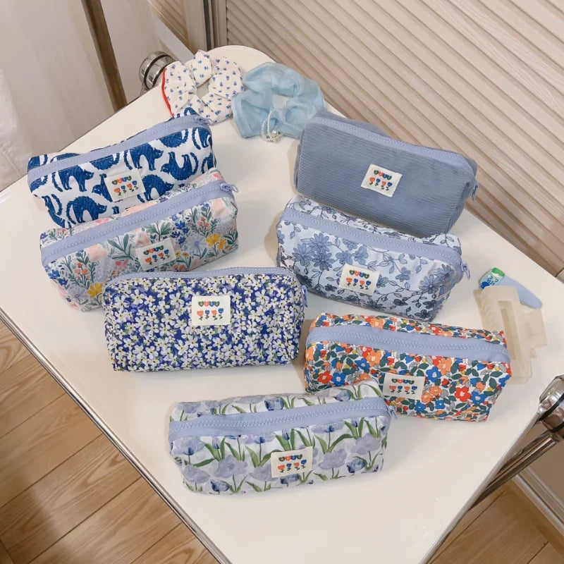 Trousse de Toilette Bleu Frais – Maquillage & Rangement, Grande Capacité