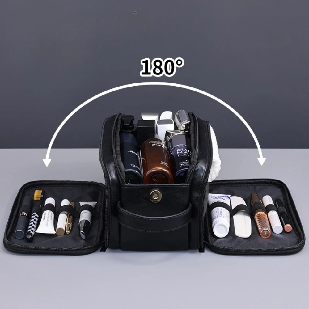 Trousse de Toilette PU à Poches Multiples – Étanche & Suspendable