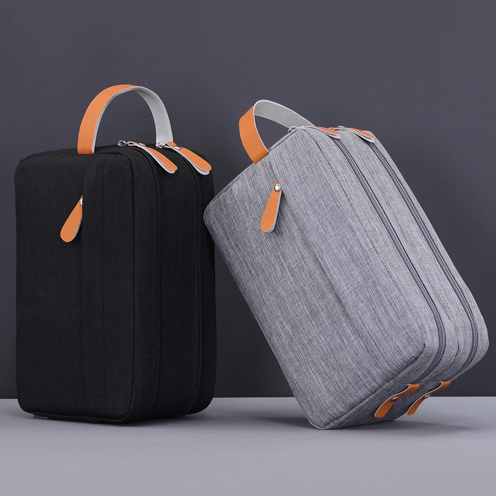 Trousse de Toilette Homme Étanche – Double-Compartiments, À Suspendre, Voyage d'Affaires