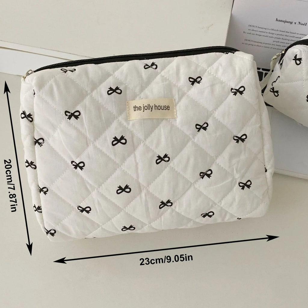 Trousse de Toilette Imprimé Nœud – Maquillage Zip