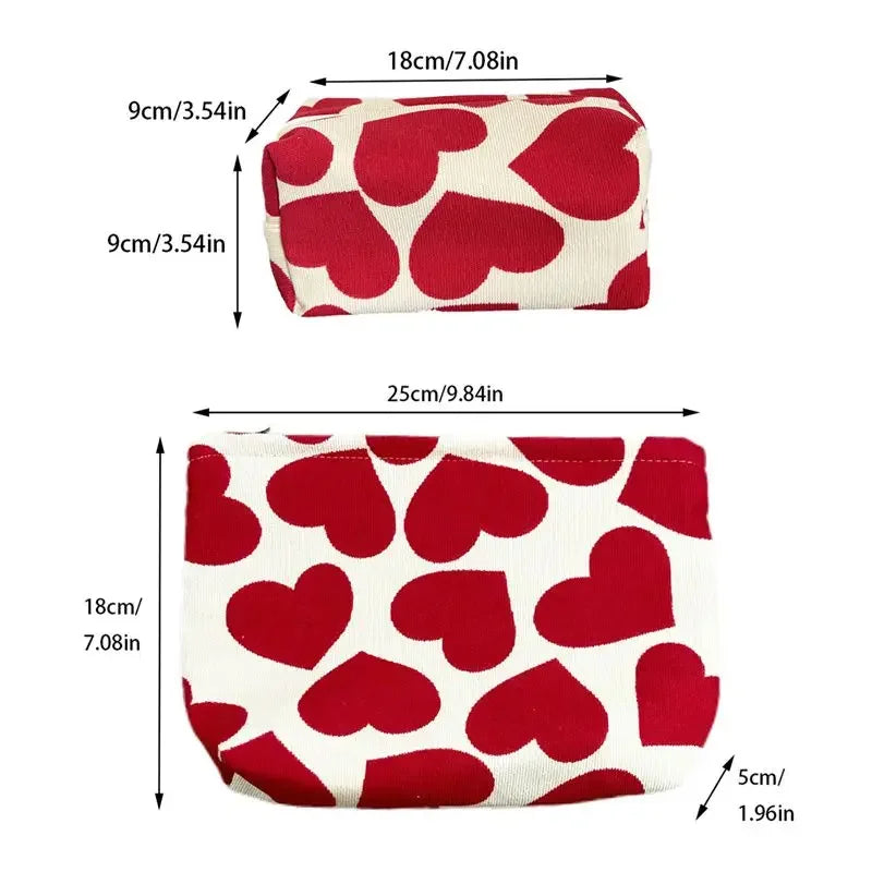 Trousse de Toilette Femme Grande Capacité – Cœur Imprimé