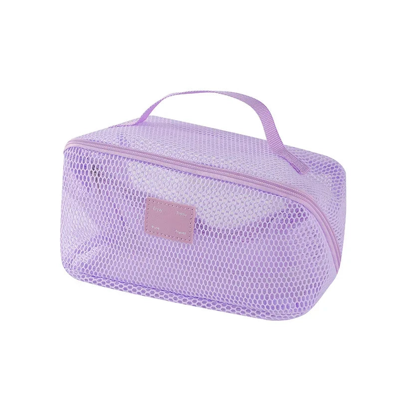 Trousse toilette mesh transparente – Grande capacité, Organisateur maquillage portable