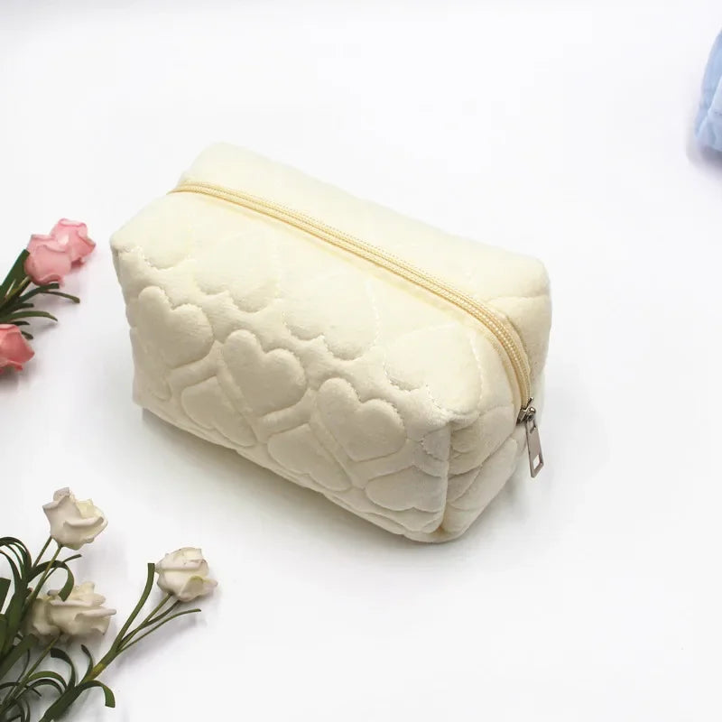 Trousse de Toilette Voyage Femme – Sac Maquillage Peluche Douce, Zippé