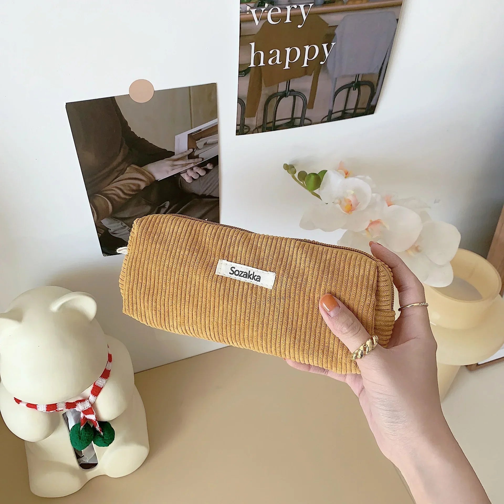 Trousse de Toilette Zip Voyage – Organisateur, Velours côtelé, Petite Pochette Maquillage