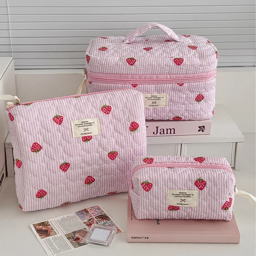 Trousse Toilette Rose Fraise - Organisateur Voyage Maquillage