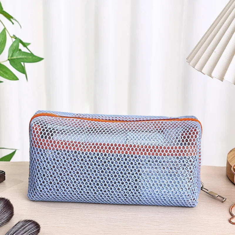 Trousse de toilette en mesh noir – Pochette maquillage zippée