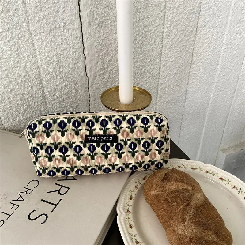 Trousse de Toilette Zip Voyage – Organisateur, Velours côtelé, Petite Pochette Maquillage