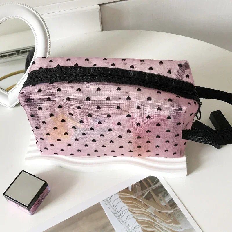 Trousse de Toilette Nylon Maille Cœur – Maquillage