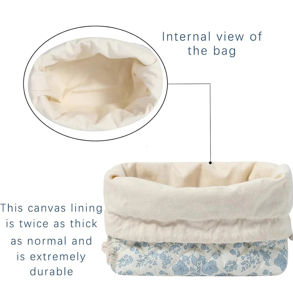 Trousse de toilette florale matelassée - voyage à cordon