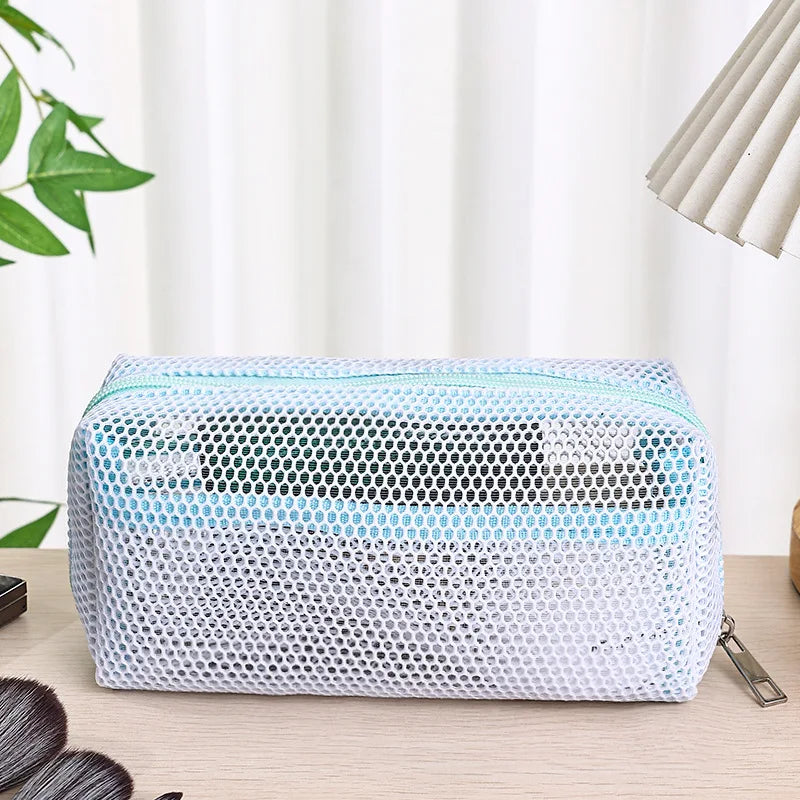 Trousse de toilette en mesh noir – Pochette maquillage zippée