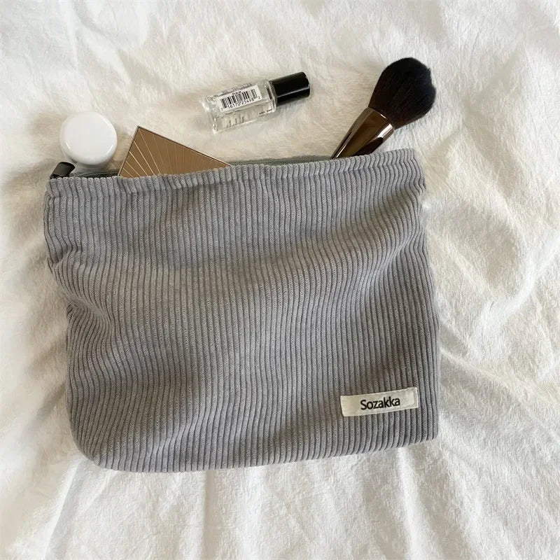 Trousse de Toilette Velours Côtelé – Grand Sac Cosmétique Voyage
