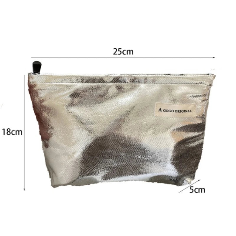 Trousse dorée et argentée – Étanche, pochette de voyage