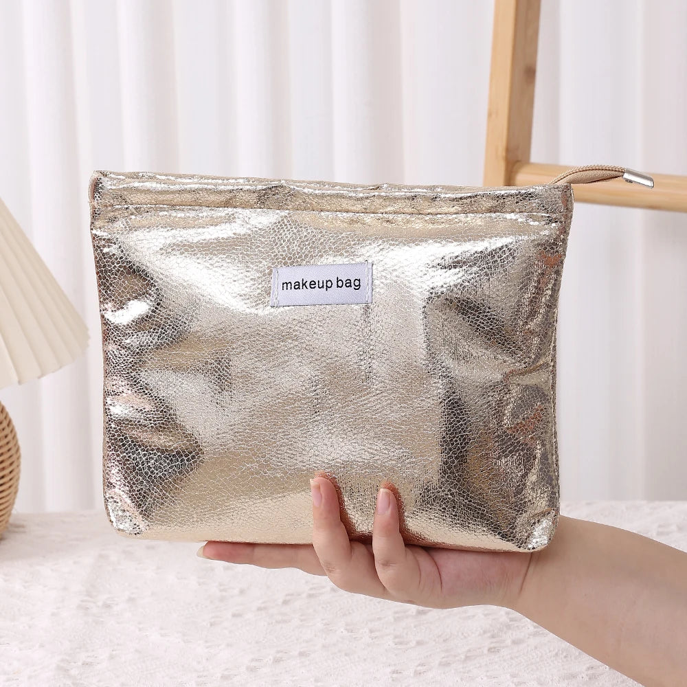 Trousse de Toilette Sequins Dorés – Organisateur Maquillage Portable