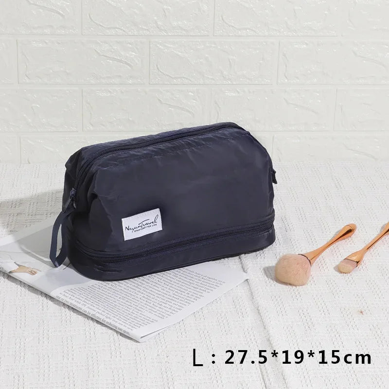 Trousse de toilette grande capacité – double compartiments et organisateur maquillage