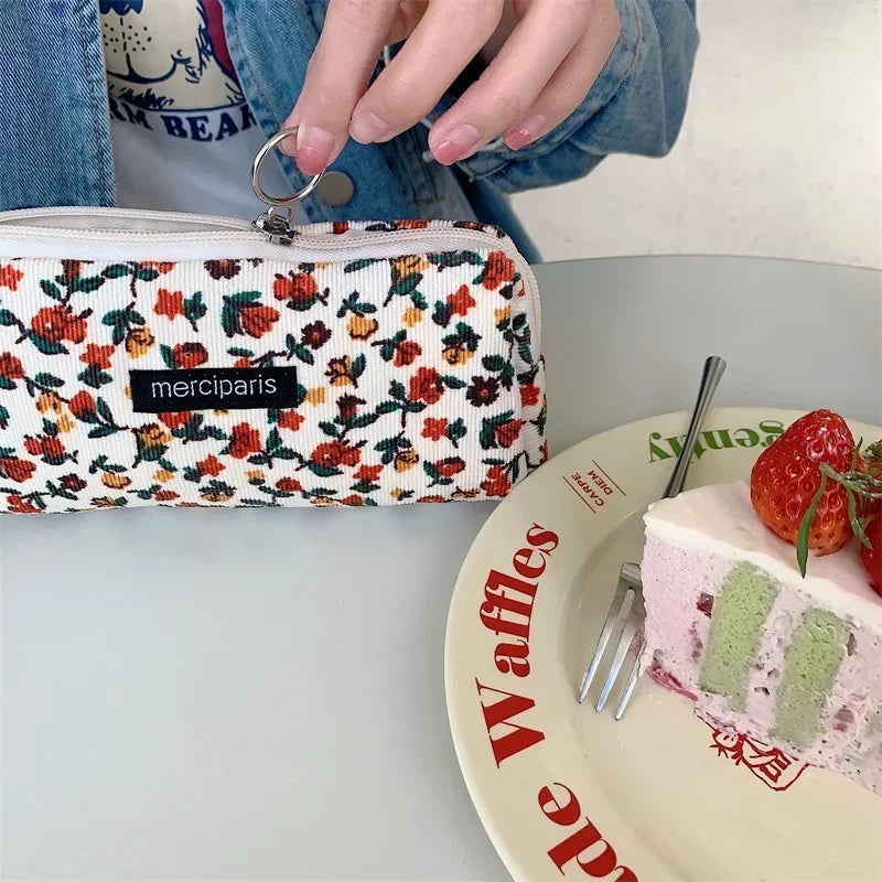 Trousse de Toilette Zip Voyage – Organisateur, Velours côtelé, Petite Pochette Maquillage