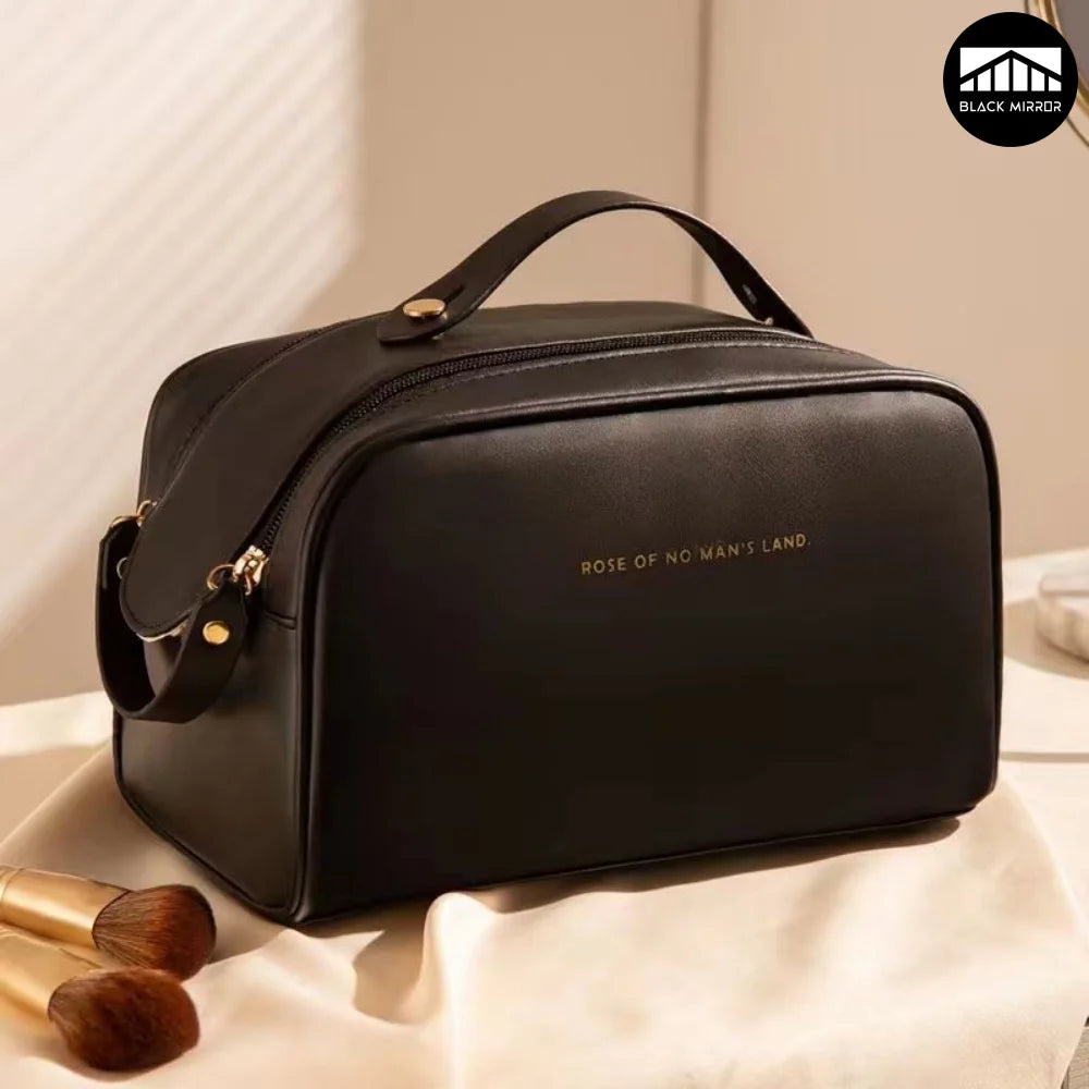 Trousse de Toilette PU Cuir – Grande Ouverture, Grande Capacité, Organisateur Maquillage Portable
