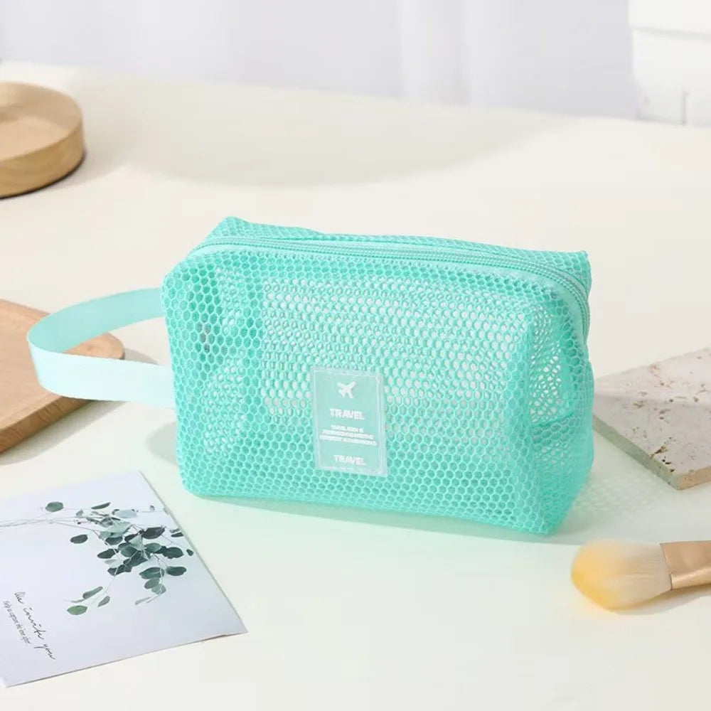 Trousse de Toilette Transparente en Mesh – Cosmétique de Voyage pour Femme