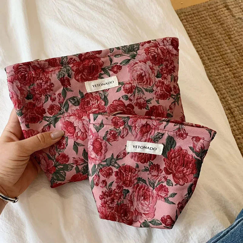 Trousse de Toilette Floral Rétro – Grande Capacité