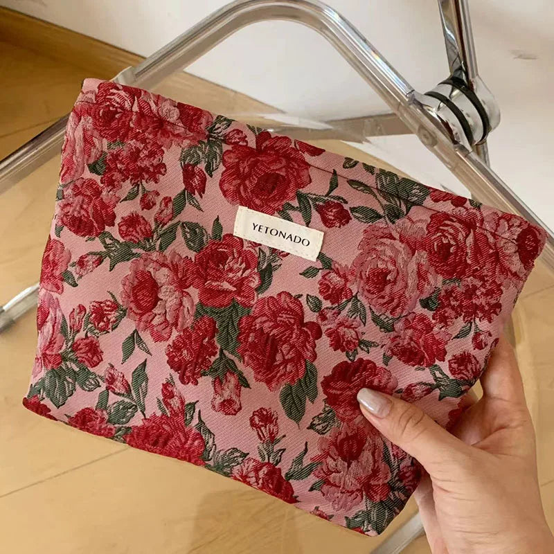 Trousse de Toilette Floral Rétro – Grande Capacité