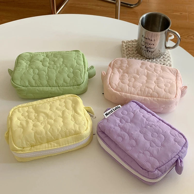 Trousse de Toilette Fleurs en Coton – Grande Capacité