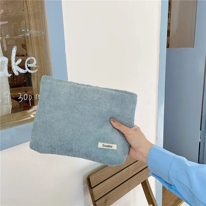 Trousse de Toilette Velours Côtelé – Grand Sac Cosmétique Voyage