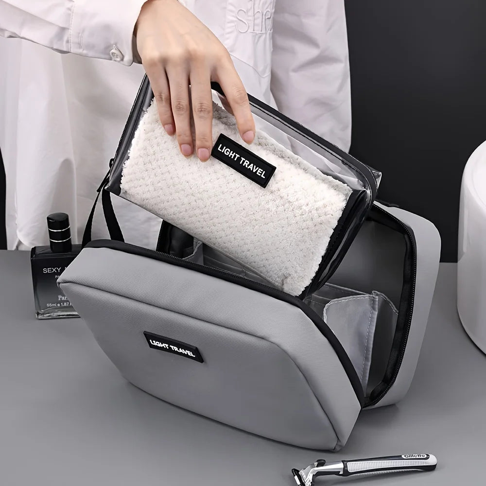 Trousse de Toilette Étanche et Légère – Organisateur Portable, Fermeture Éclair, Lavable, Noir