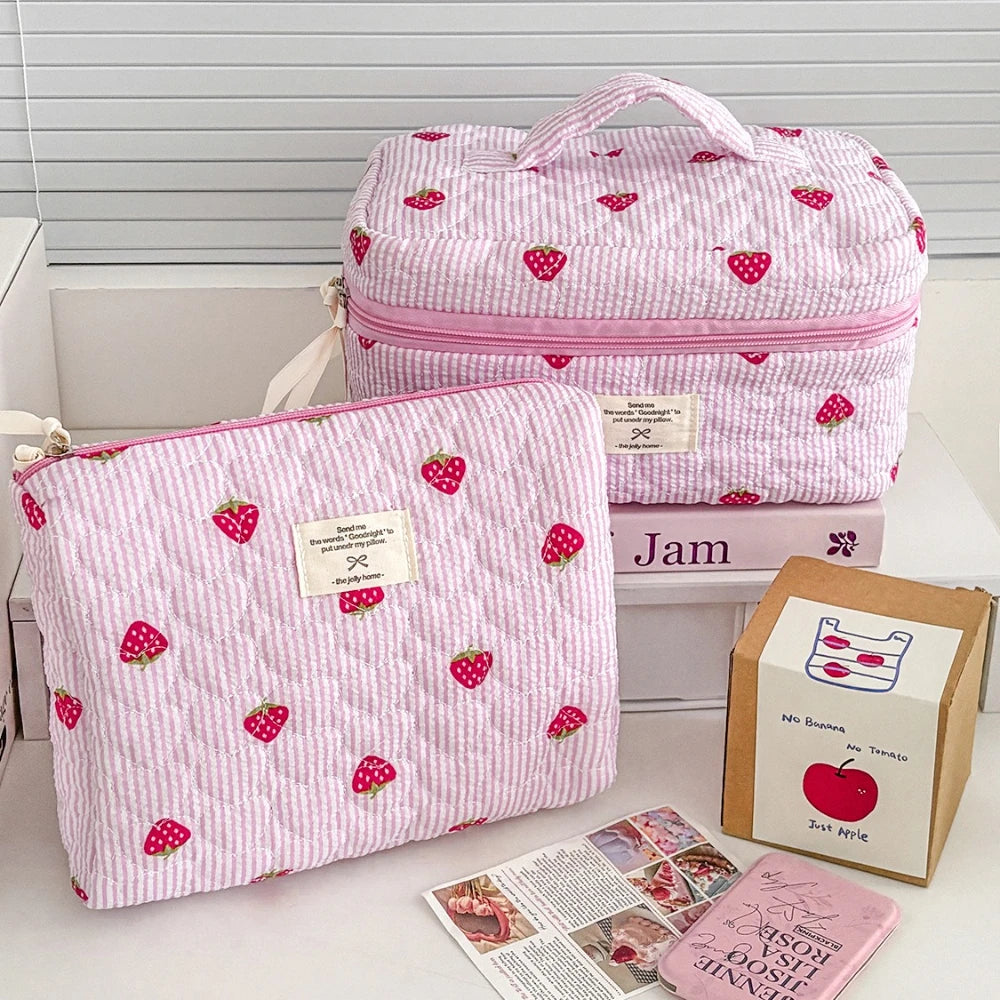 Trousse Toilette Rose Fraise - Organisateur Voyage Maquillage