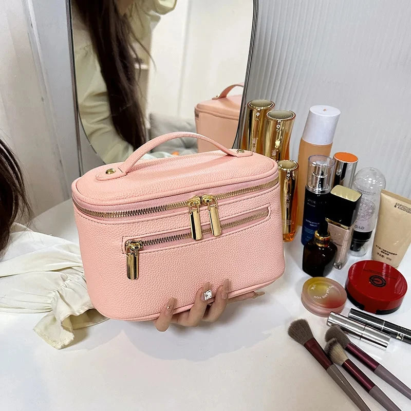Trousse de toilette femme à double zip - Maquillage, cuir