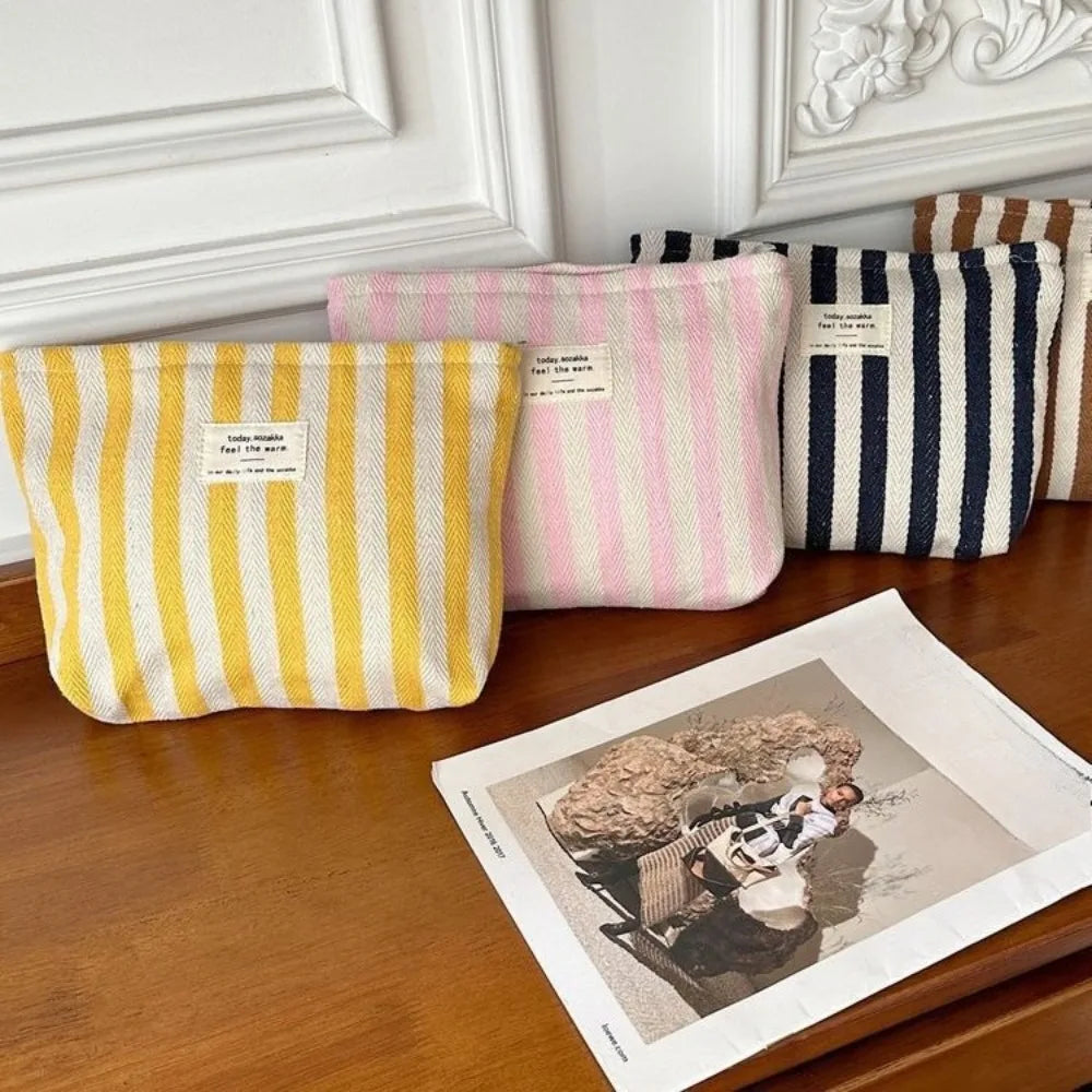 Trousse de toilette rayée - Pochette maquillage portable