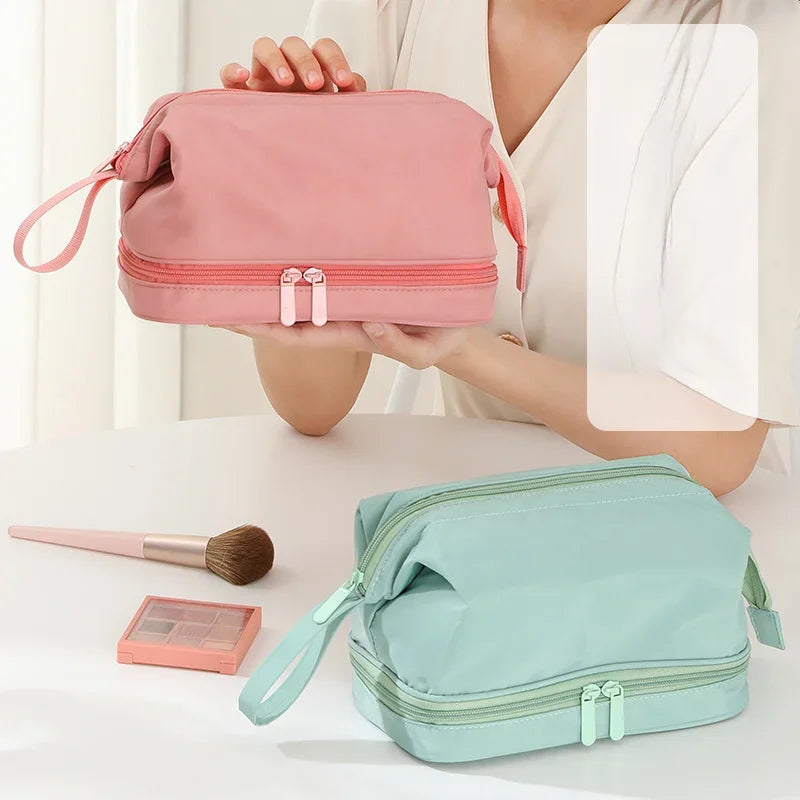 Trousse de toilette grande capacité – double compartiments et organisateur maquillage