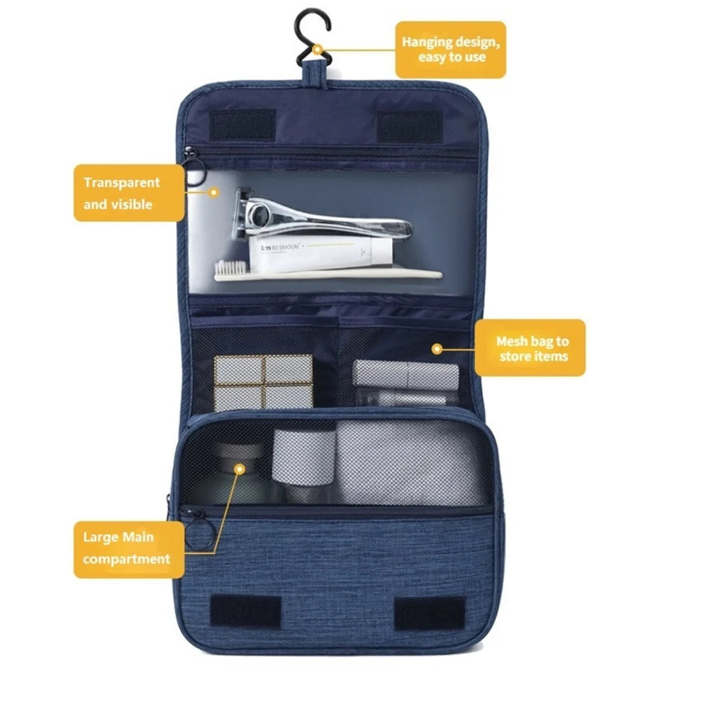 Trousse de Toilette Étanche avec Crochet – Grande Capacité, Voyage