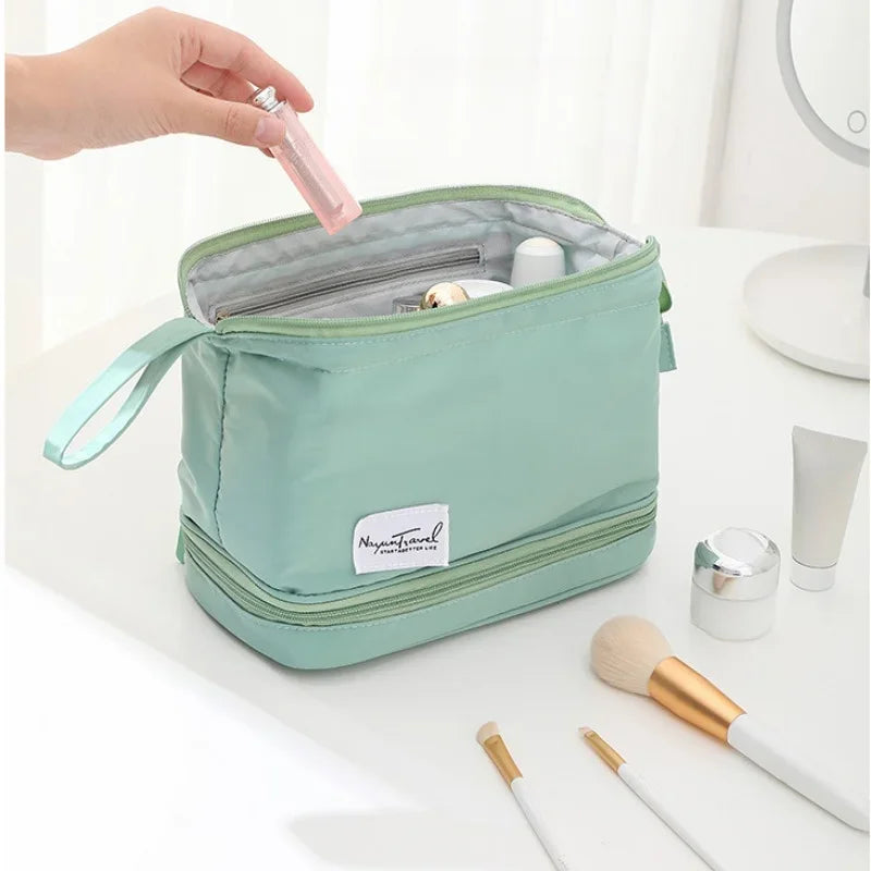 Trousse de toilette grande capacité – double compartiments et organisateur maquillage