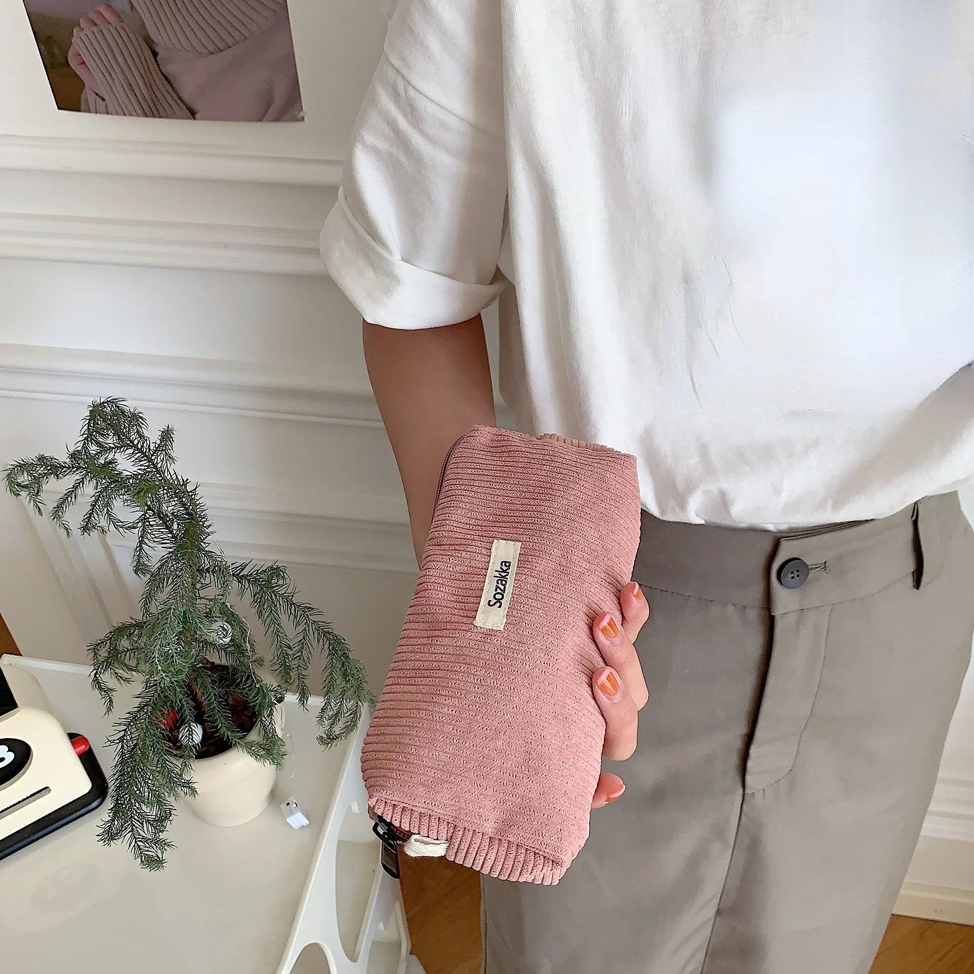 Trousse de Toilette Zip Voyage – Organisateur, Velours côtelé, Petite Pochette Maquillage