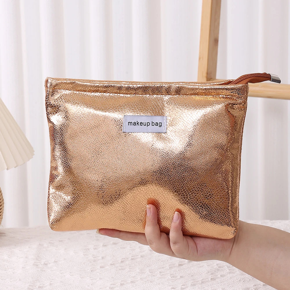 Trousse de Toilette Sequins Dorés – Organisateur Maquillage Portable