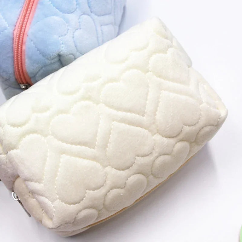 Trousse de Toilette Voyage Femme – Sac Maquillage Peluche Douce, Zippé