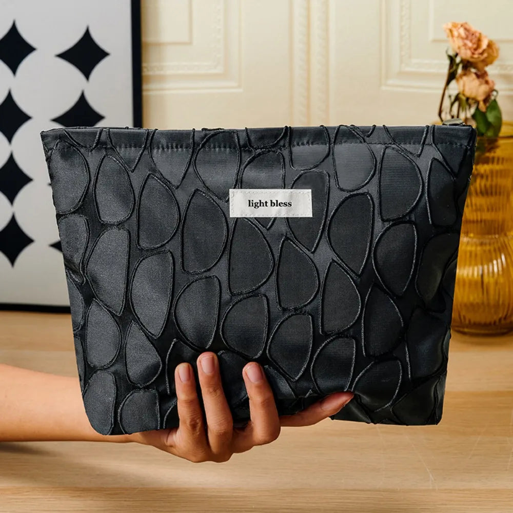 Trousse de Toilette Femme Motif Feuilles – Pochette Maquillage Portable Voyage Zip