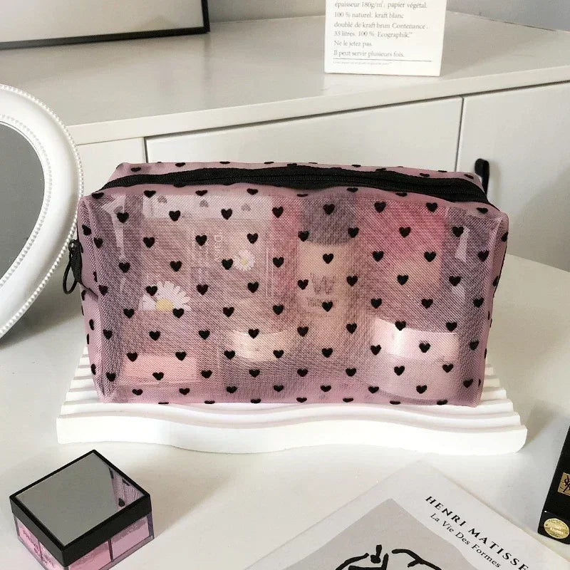 Trousse de Toilette Nylon Maille Cœur – Maquillage