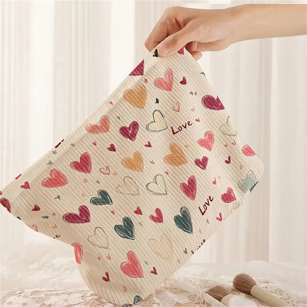 Trousse de Toilette Colorée en Cœur – Organiseur Maquillage à Zip Double