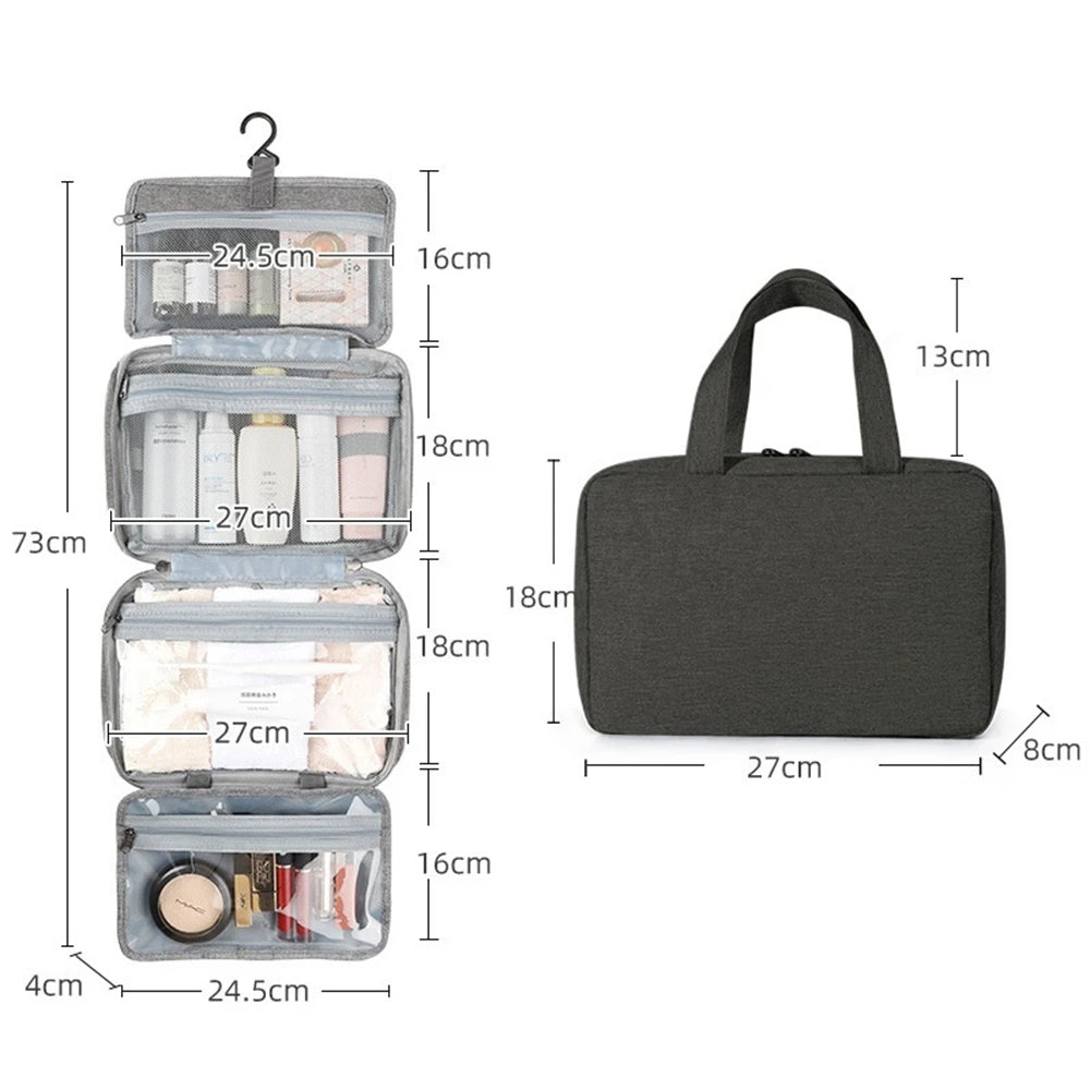 Trousse de Toilette Étanche - Grande Capacité avec Crochet – Voyage Maquillage