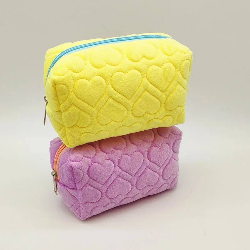 Trousse de Toilette Voyage Femme – Sac Maquillage Peluche Douce, Zippé