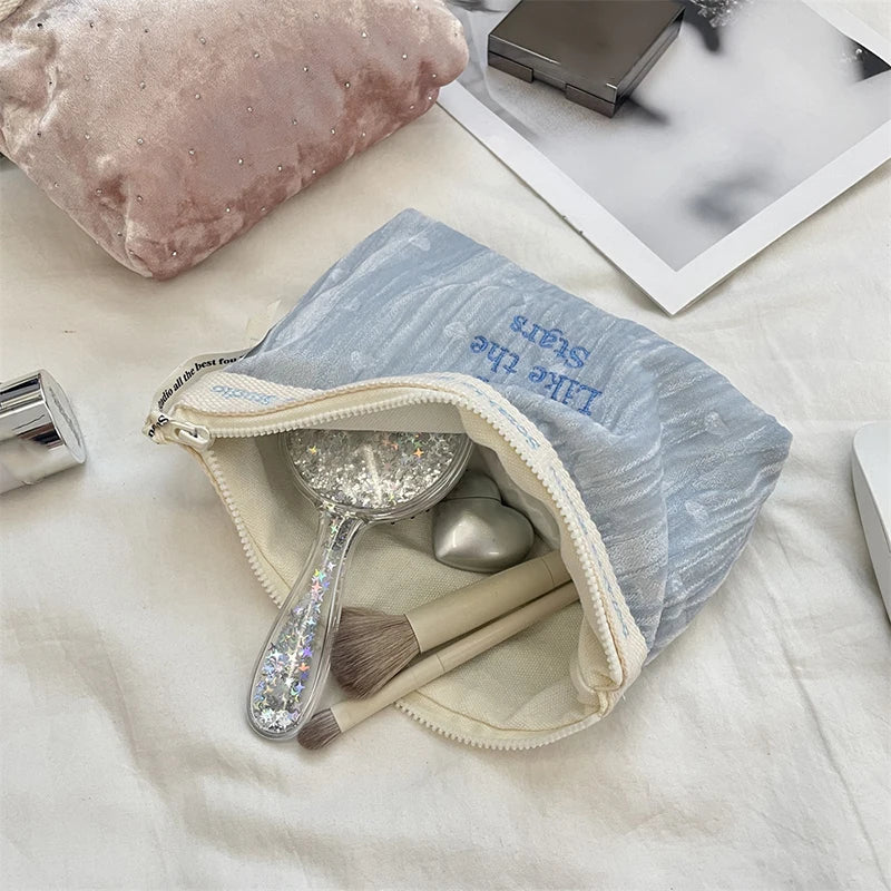 Trousse de Toilette Velours Fin – Grand Organisateur Cosmétique, Voyage pour Femme