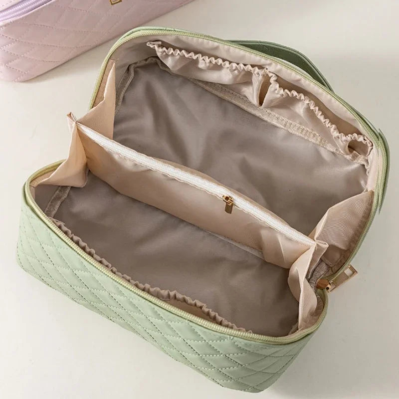 Trousse de Toilette PU Unie – Grande Capacité