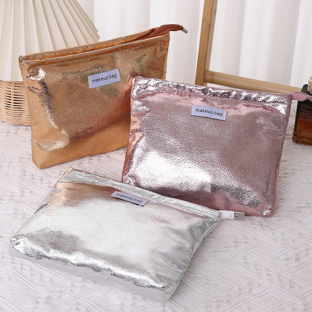 Trousse de Toilette Sequins Dorés – Organisateur Maquillage Portable pour Femme
