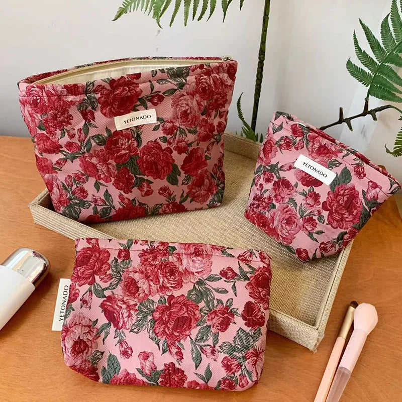 Trousse de Toilette Floral Rétro – Grande Capacité