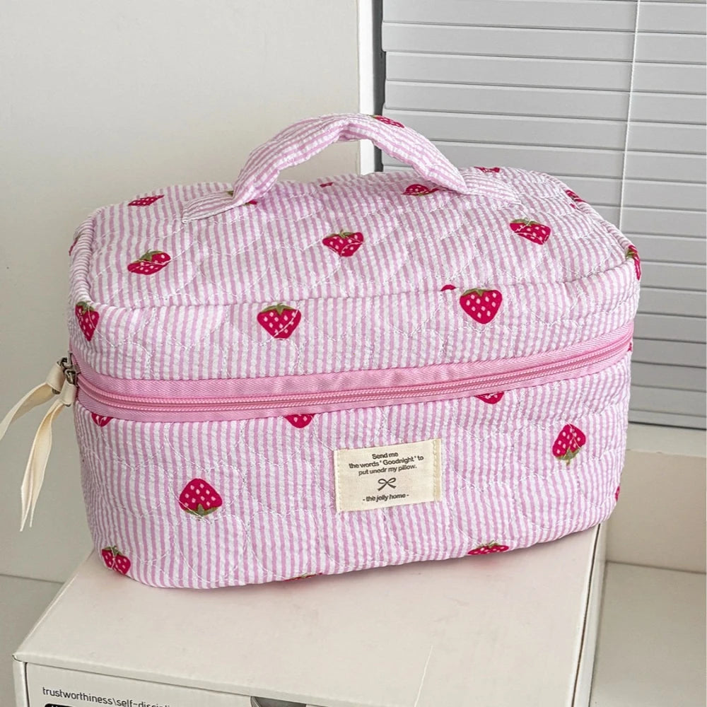 Trousse Toilette Rose Fraise - Organisateur Voyage Maquillage